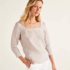 Boden Poppy Linen Square-neck Top Size 6